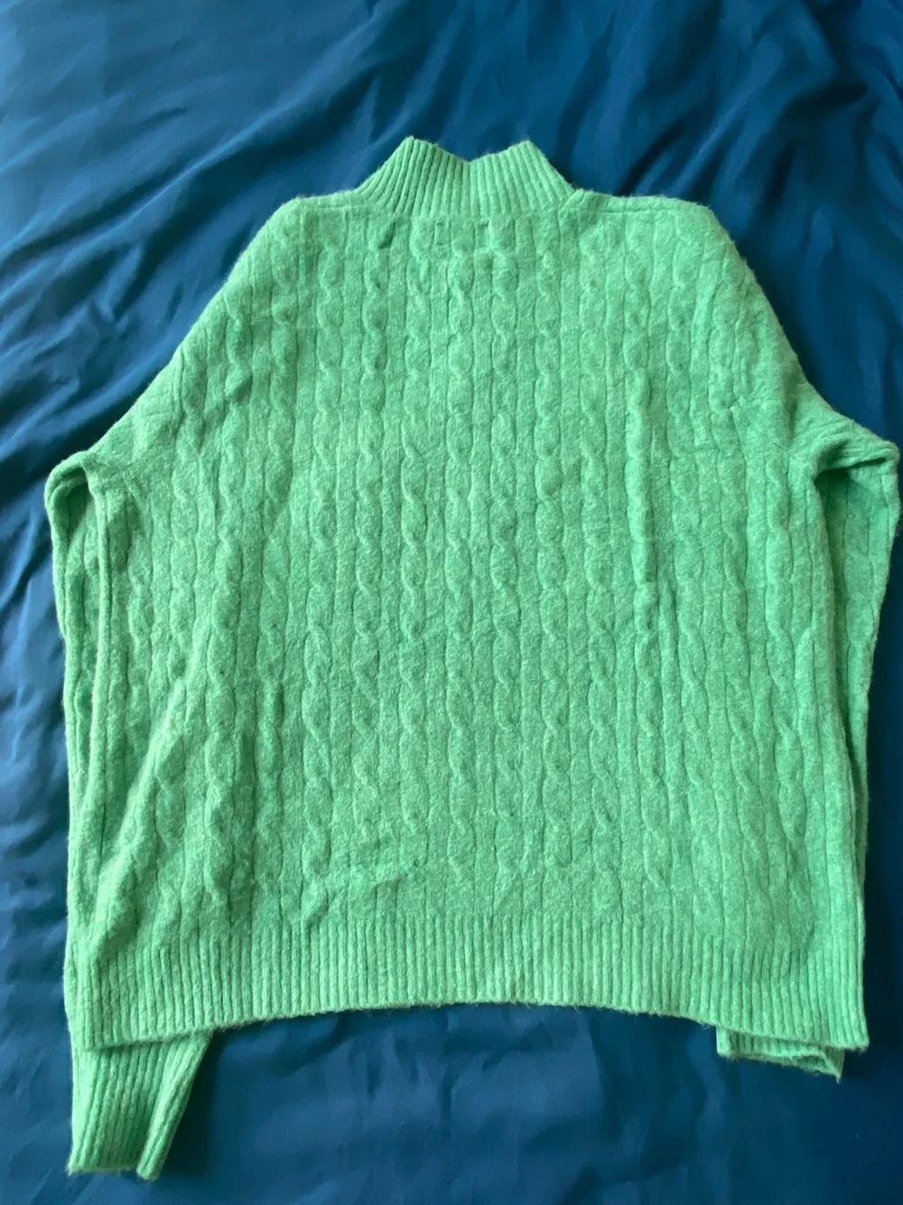 J.Crew Green Cable Knit Mock Neck Sweater - Picture 2 of 3